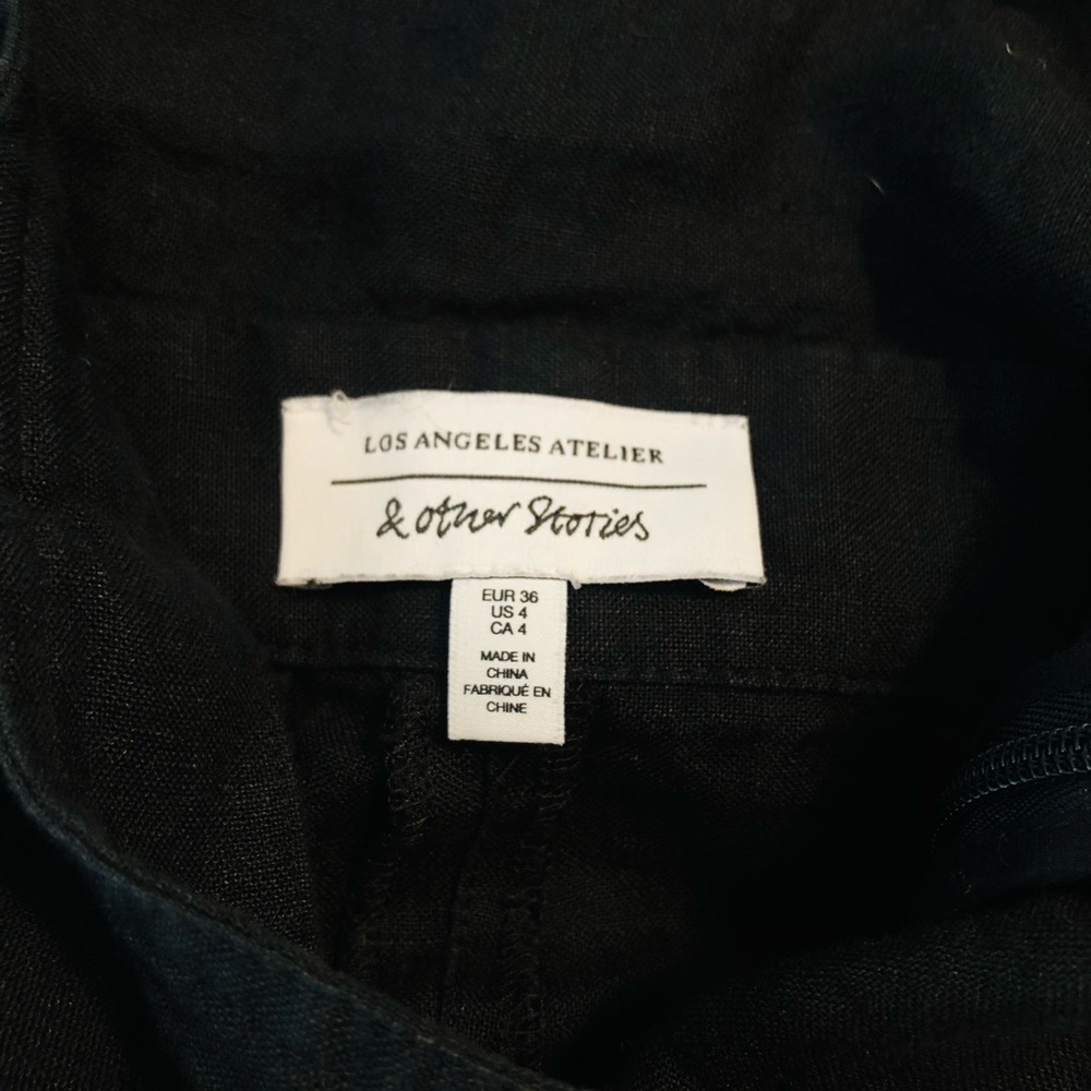 Los Angeles Atelier & Other Stories Linen wide-strap jump suit pockets 4 - Picture 3 of 16